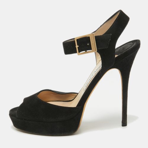 Jimmy Choo Black Suede Platform Ankle Strap Sandals Size 39 - Jimmy Choo - Modalova