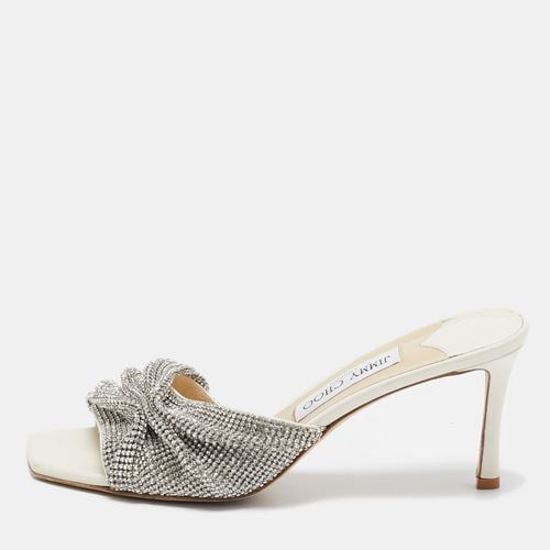 Jimmy Choo White Crystal Embellished Leather Naria Slide Sandals Size 38 - Jimmy Choo - Modalova