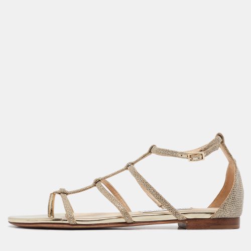 Jimmy Choo Gold Glitter Strappy Flat Sandals Size 38 - Jimmy Choo - Modalova