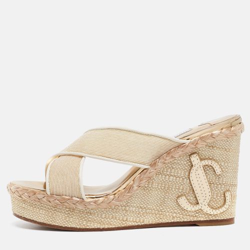 Jimmy Choo Beige Canvas Dovina Wedge Sandals Size 38 - Jimmy Choo - Modalova