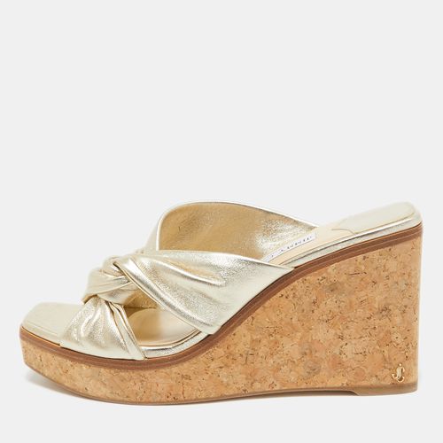 Jimmy Choo Gold Leather Narisa Wedge Sandals Size 39 - Jimmy Choo - Modalova