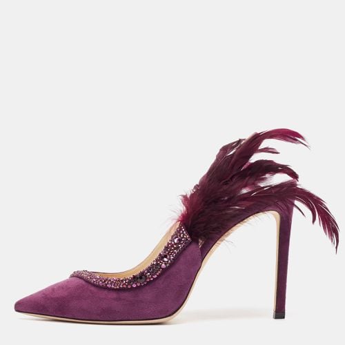 Jimmy Choo Purple Suede and Feather Tacey Slingback Pumps Size 40 - Jimmy Choo - Modalova