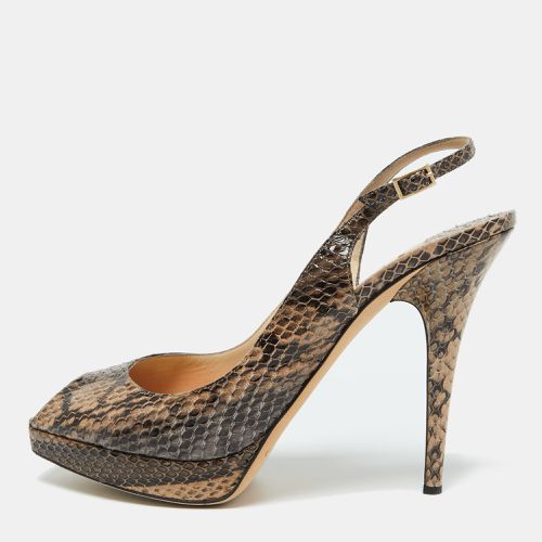 Jimmy Choo Brown/Black Snakeskin Leather Clue Platform Sandals Size 41 - Jimmy Choo - Modalova