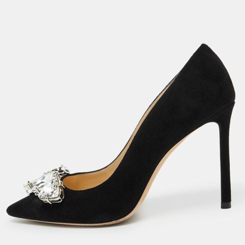 Jimmy Choo Black Suede Crystal Embellished Pointed Toe Pumps Size 37.5 - Jimmy Choo - Modalova