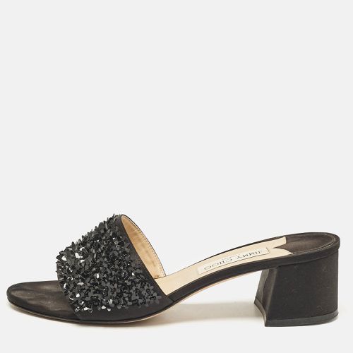 Jimmy Choo Black Satin Embellishment Slide Sandals Size 41 - Jimmy Choo - Modalova