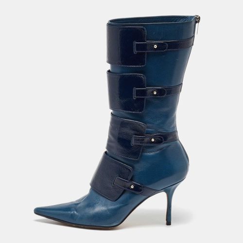 Jimmy Choo Navy Blue Leather Pointed Toe Calf length Boots Size 40 - Jimmy Choo - Modalova