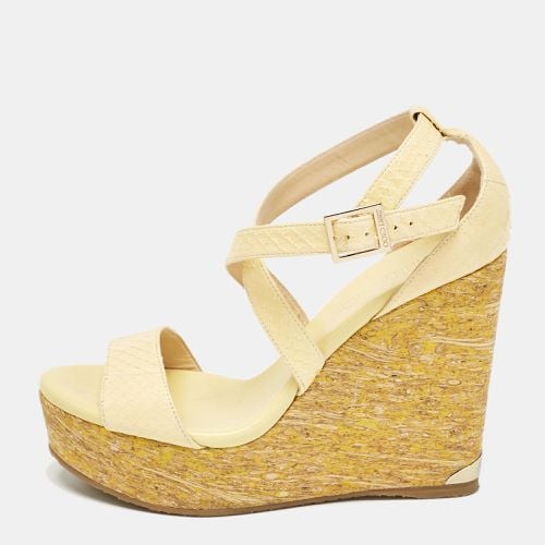 Jimmy Choo Yellow Snakeskin Leather Platform Wedge Sandals Size 37.5 - Jimmy Choo - Modalova