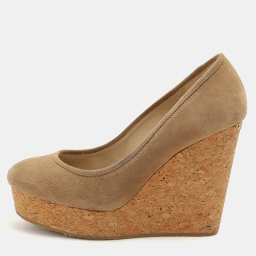 Jimmy Choo Beige Suede And Cork Wedge Platform Pumps Size 39 - Jimmy Choo - Modalova