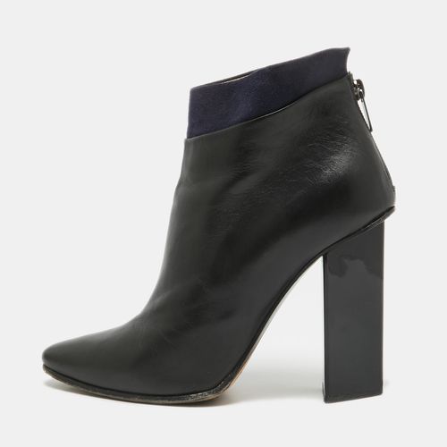 Jimmy Choo Black/Navy Blue Leather and Suede Ankle Length Boots Size 38.5 - Jimmy Choo - Modalova