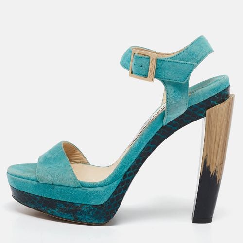 Jimmy Choo Blue Suede Dora Ankle Strap Sandals Size 37.5 - Jimmy Choo - Modalova