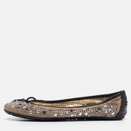 Jimmy Choo Black/Grey Crystal Embellished Leather Weber Ballet Flats Size 38 - Jimmy Choo - Modalova