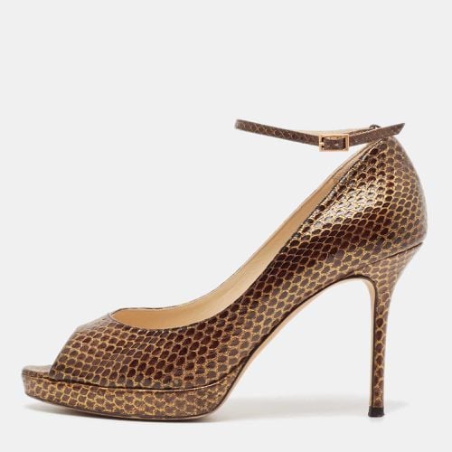 Jimmy Choo Brown Python Leather Peep Toe Pumps Size 39.5 - Jimmy Choo - Modalova