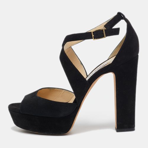 Jimmy Choo Black Suede Platform Ankle Strap Sandals Size 39 - Jimmy Choo - Modalova