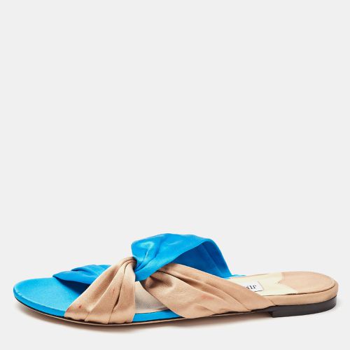 Jimmy Choo Blue/Beige Satin Narisa Flat Sandals Size 38 - Jimmy Choo - Modalova