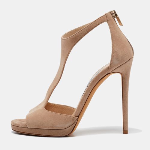 Jimmy Choo Beige Suede Lana T-Strap Sandals Size 39 - Jimmy Choo - Modalova