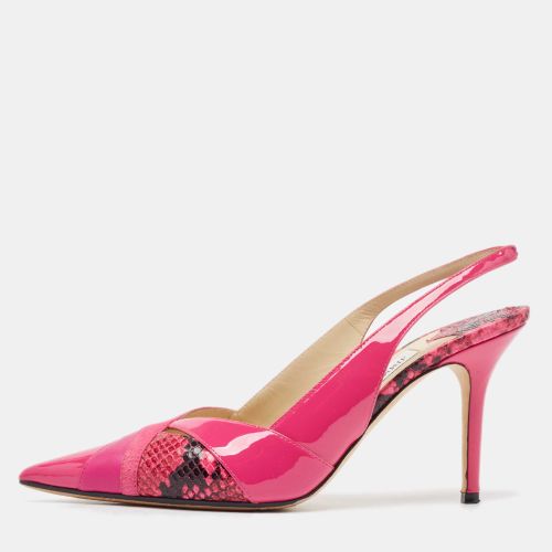 Patent Leather and Suede Pointed Toe Slingback Pumps Size 38.5 - Jimmy Choo - Modalova