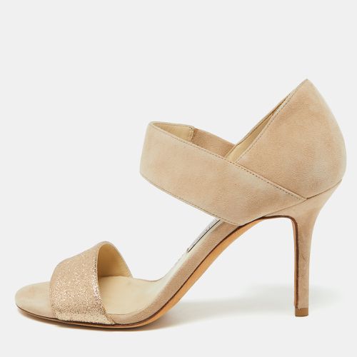 Jimmy Choo Beige Suede and Glitter Tesoro Strap Sandals Size 37.5 - Jimmy Choo - Modalova