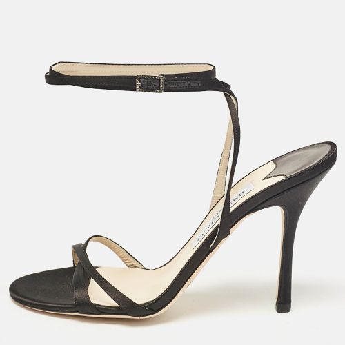 Jimmy Choo Black Satin Elaine Ankle Strap Sandals Size 38.5 - Jimmy Choo - Modalova