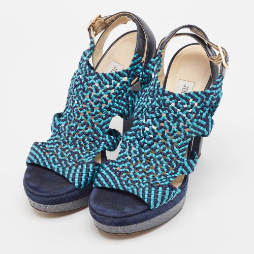 Two Tone Woven Leather and Python Ankle Strap Sandals Size 39 - Jimmy Choo - Modalova