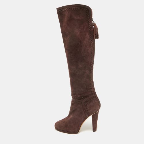 Jimmy Choo Burgundy Leather and Suede Knee Length Boots Size 40 - Jimmy Choo - Modalova