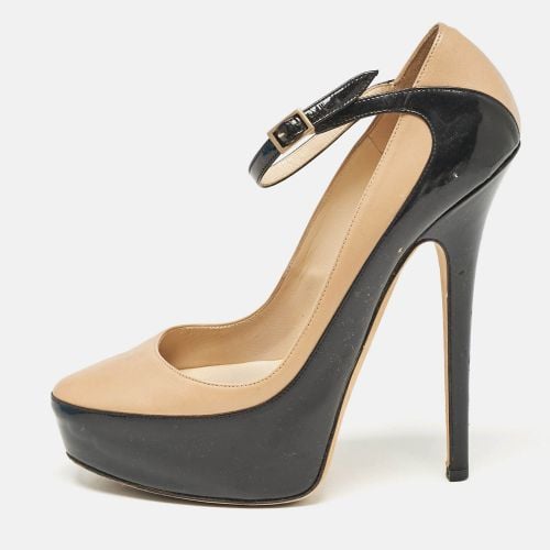 Jimmy Choo Black/Beige Leather and Patent Siskin Platform Pumps Size 40 - Jimmy Choo - Modalova