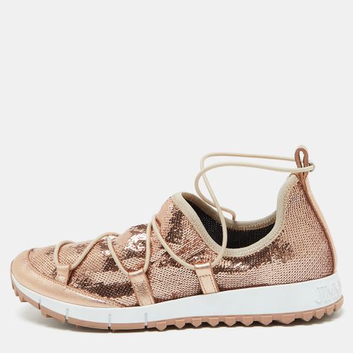 Jimmy Choo Rose Pink Metallic Leather and Sequins Andrea Sneakers Size 38 - Jimmy Choo - Modalova