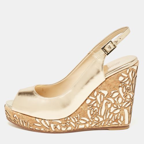 Jimmy Choo Gold Leather Prova Cork Wedge Sandals Size 40 - Jimmy Choo - Modalova