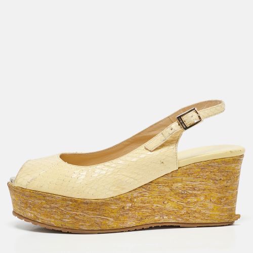 Jimmy Choo Yellow Snakeskin Leather Wedge Sandals Size 37 - Jimmy Choo - Modalova