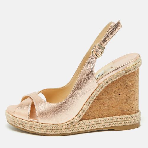 Jimmy Choo Metallic Leather Cork Wedge Sandals Size 35 - Jimmy Choo - Modalova