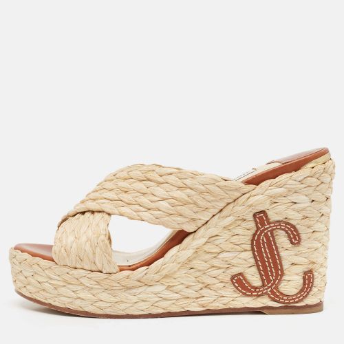 Jimmy Choo Beige Raffia Dovina Wedge Sandals Size 36 - Jimmy Choo - Modalova