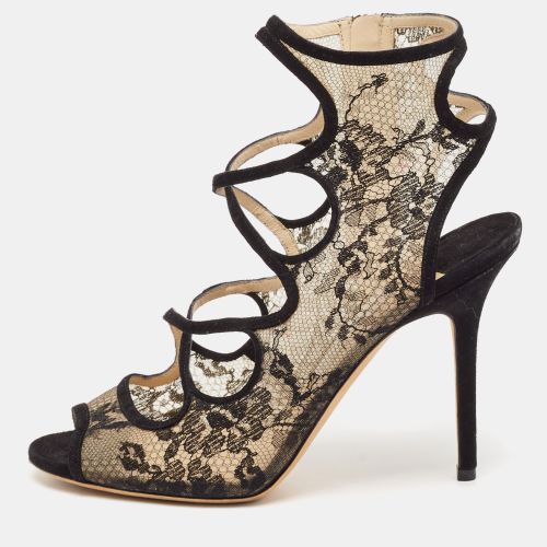 Jimmy Choo Black Lace and Suede Strappy Sandals Size 41 - Jimmy Choo - Modalova