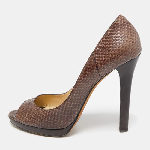 Jimmy Choo Brown Python Leather Peep Toe Pumps Size 41 - Jimmy Choo - Modalova