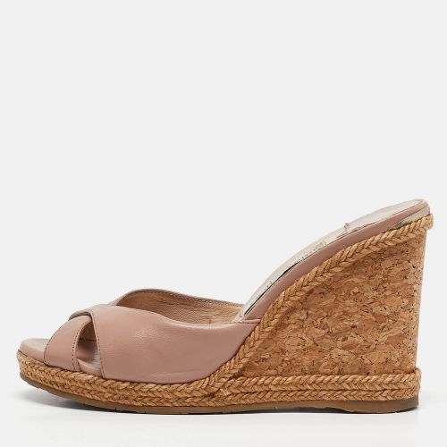 Jimmy Choo Pink Leather Almer Espadrille Cork Wedge Sandals Size 38.5 - Jimmy Choo - Modalova