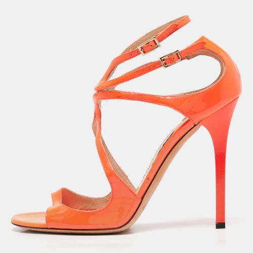 Jimmy Choo Orange Patent Leather Ankle Strap Sandals Size 37.5 - Jimmy Choo - Modalova