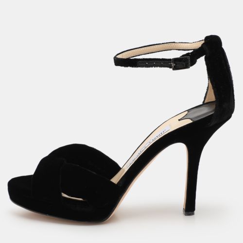 Jimmy Choo Black Velvet Marion Ankle Strap Sandals Size 36 - Jimmy Choo - Modalova