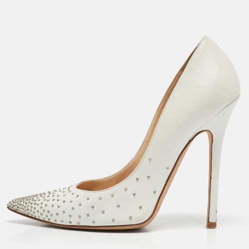 Jimmy Choo White Leather Romy Pearl Embellished Pointed Toe Pumps 36.5 - Jimmy Choo - Modalova