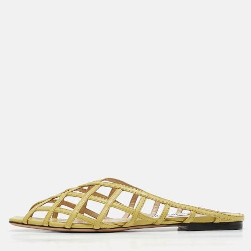 Jimmy Choo Green Leather Flat Sandals Size 39 - Jimmy Choo - Modalova