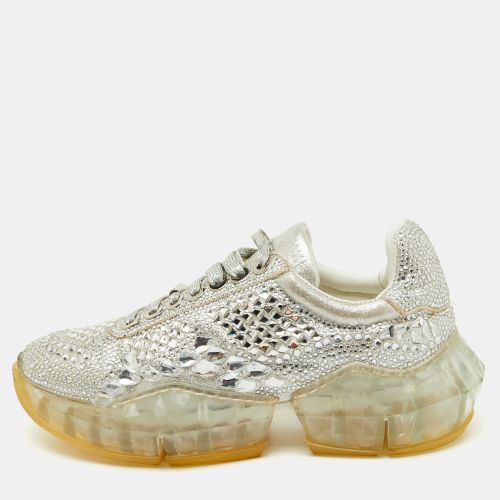 Jimmy Choo Metallic Suede Diamond Crystal Embellished Low Top Sneakers Size 37 - Jimmy Choo - Modalova