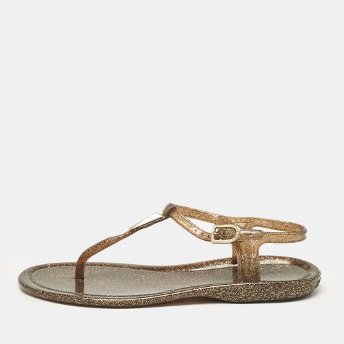 Metallic Rubber T Strap Thong Flats Sandals Size 37 - Jimmy Choo - Modalova