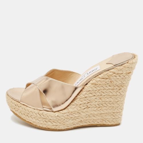 Jimmy Choo Gold Leather Phyllis Espadrilles Platform Wedges Sandals Size 37 - Jimmy Choo - Modalova