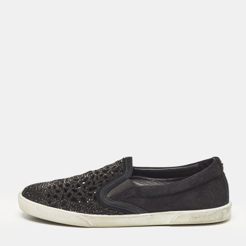 Jimmy Choo Black Suede Crystal Embellished Cut-Out Slip On Sneakers Size 36 - Jimmy Choo - Modalova