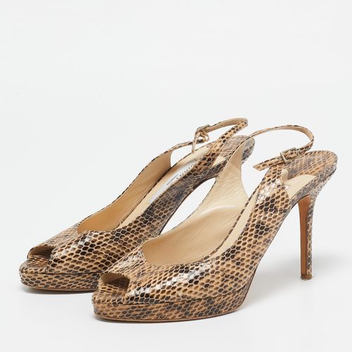 Two Tone Python Leather Peep Toe Platform Nova Slingback Sandals Size 38.5 - Jimmy Choo - Modalova
