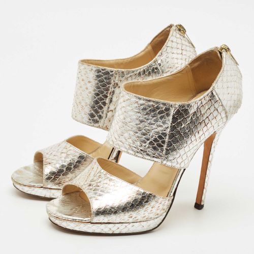Private Size 37.5 Python Embossed Leather Ankle Strap Sandals - Jimmy Choo - Modalova