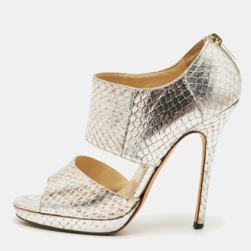 Jimmy Choo Metallic Python Embossed Leather Private Sandals Size 37.5 - Jimmy Choo - Modalova