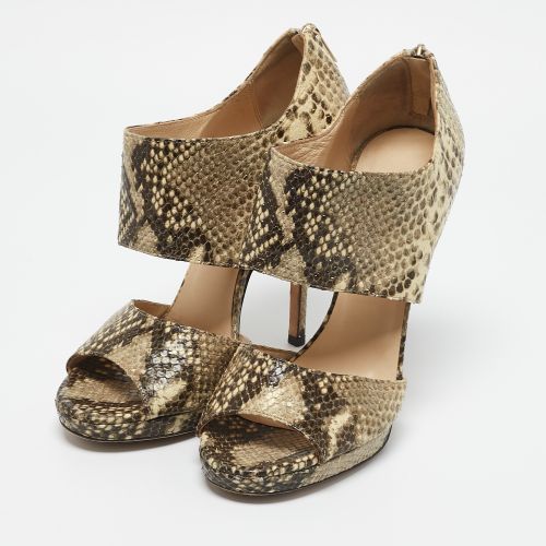Black Python Embossed Leather Ankle Strap Sandals Size 39.5 - Jimmy Choo - Modalova
