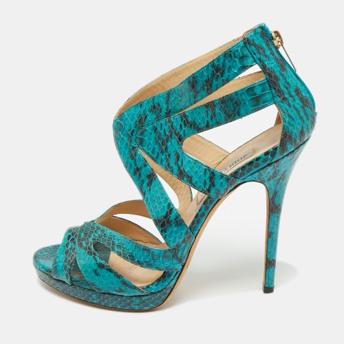 Jimmy Choo Blue Python Collar Platform Sandals Size 41 - Jimmy Choo - Modalova