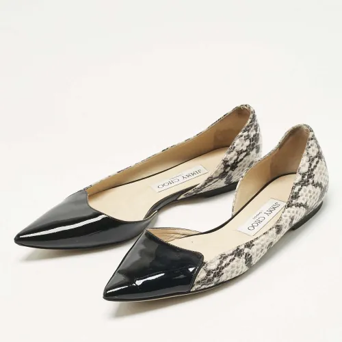 Grey Patent Leather and Python Embossed Leather D'orsay Flats Size 37 - Jimmy Choo - Modalova