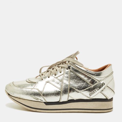 Miami Size 37.5 Python Embossed Leather and Suede Lace Up Sneakers - Jimmy Choo - Modalova