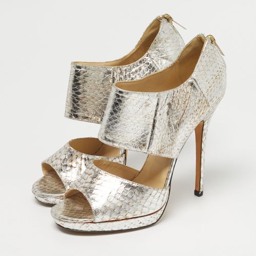 Private Size 38.5 Python Embossed Leather Ankle Strap Sandals - Jimmy Choo - Modalova