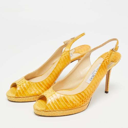 Python Leather Peep Toe Slingback Pumps Size 40 - Jimmy Choo - Modalova